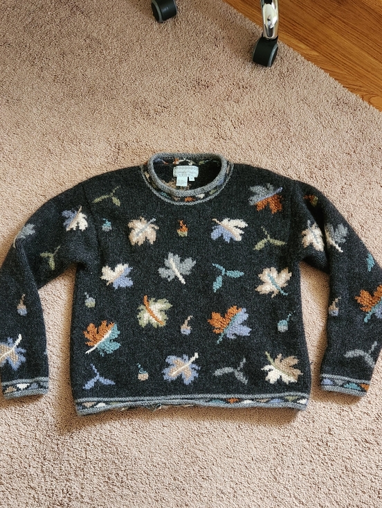 Nomadic Traders Sweaters - Vintage Nomadic Traders Sweater Womens Medium Nordic Leaf Wool Knit 90s Y2K Fall